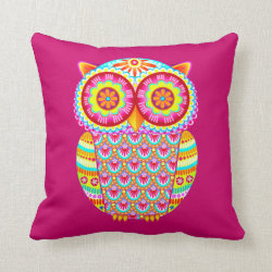 Colorful Psychedelic Cute Owl Pillow