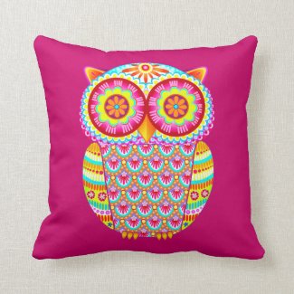 Colorful Psychedelic Cute Owl Pillow