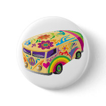 Colorful Psychedelic Painted Bus buttons