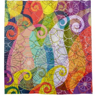 Colorful Psychedelic Paisley Design Shower Curtain