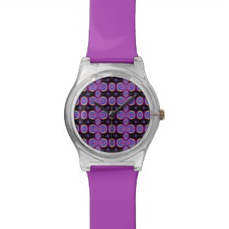 Colorful purple black abstract pattern wristwatch