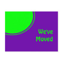 Colorful purple green Weve Moved Post Cards