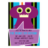 Colorful Purple Monster Birthday Party Invitations