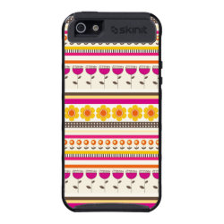 Colorful Purple Orange Flowers Striped Borders iPhone 5 Cover