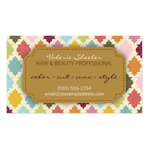 Colorful Quatrefoil Hair & Beauty Appointment Card Business Card (front side)