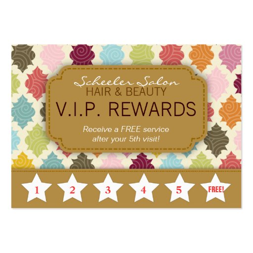 Colorful Quatrefoil - Salon Loyalty Rewards Card Business Cards (front side)