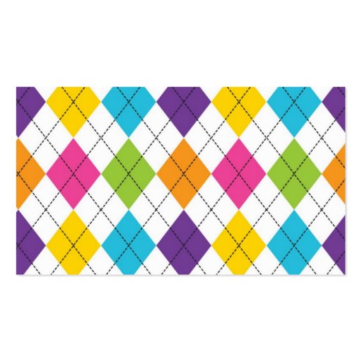 Colorful Rainbow Argyle Diamond Pattern Teen Gifts Business Card Template (back side)