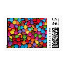 Colorful rainbow candy sweets postage stamp