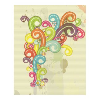 colorful rainbow color retro swirls design print