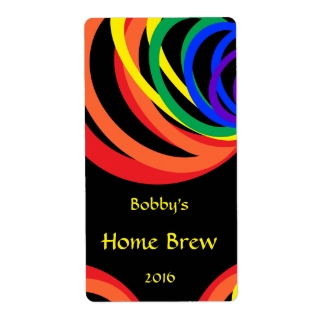 Colorful Rainbow Crescent Beer Label