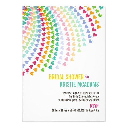 Colorful Rainbow Heart Sprinkles Bridal Shower Personalized Invite
