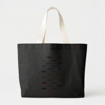 Colorful Rainbow Mustache pattern on black Bags