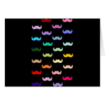 Colorful Rainbow Mustache pattern on black Card