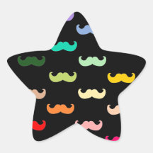 Colorful Rainbow Mustache pattern on black Sticker