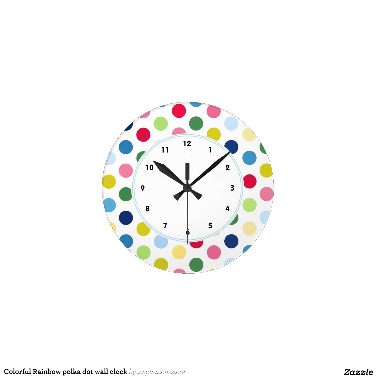 Colorful Rainbow polka dot wall clock Zazzle