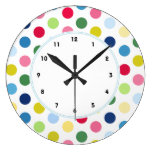 Colorful Rainbow polka dot wall clock