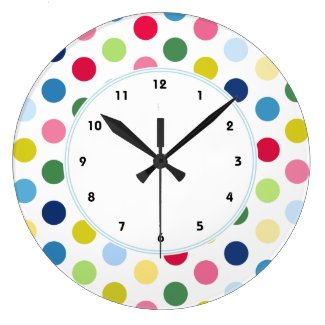 Colorful Rainbow polka dot wall clock