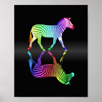 Colorful Rainbow Zebra Inversion Poster