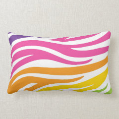 Colorful Rainbow Zebra Print Pattern Gifts Throw Pillows