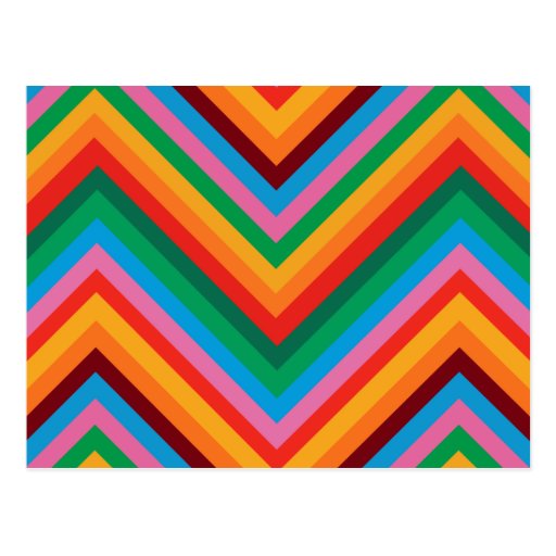 Colorful Rainbow Zig Zag Chevron Postcard Zazzle