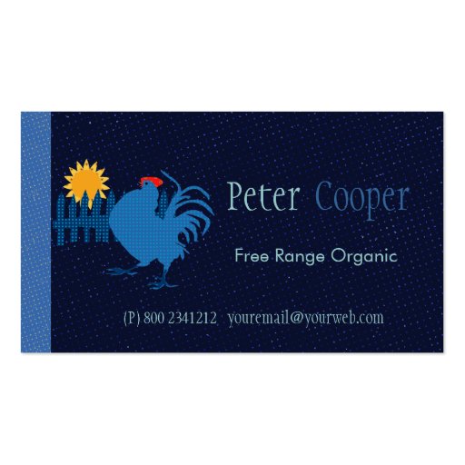 Colorful Range Rooster Organic Farming Business Card Template (front side)