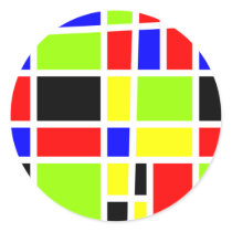 Colorful Rectangles Round Stickers