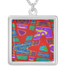 colorful red abstract necklaces