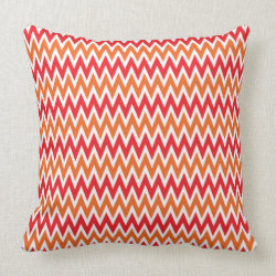 Colorful Red and Orange Chevron Zigzag Pattern Throw Pillows