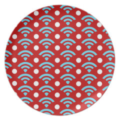 Colorful Red Teal Turquoise Rainbows Arches Dots Party Plate