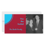 Colorful Red Turquoise Retro Party Invite Photo Card Template