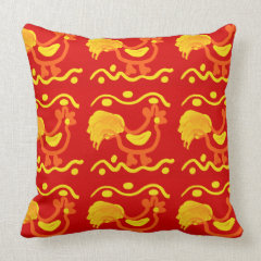 Colorful Red Yellow Orange Rooster Chicken Design Pillows