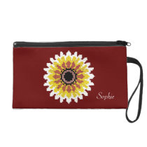 Colorful Red Yellow White Sunflower Embroider Look Wristlet  Clutch at Zazzle