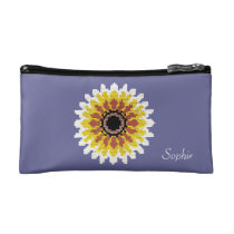 Colorful Red Yellow White Sunflower Embroider Look Cosmetic Bags  at Zazzle
