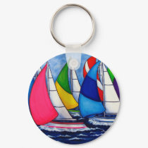 Colorful Regatta Sailing Key Chain keychains by LisaLorenzPaintings Colorful Regatta Sailing Key Chain keychains