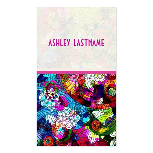 Colorful Retro Abstract Floral Collage Business Card (front side)