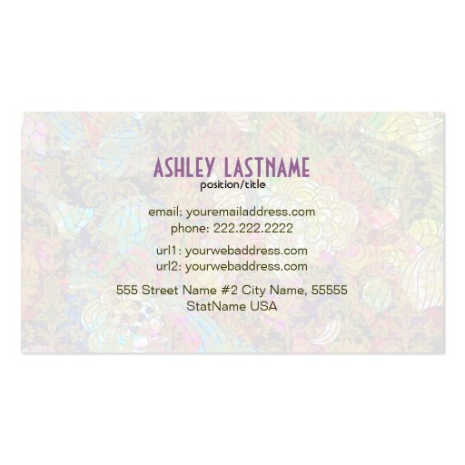 Colorful Retro Abstract Floral Collage Business Card (back side)