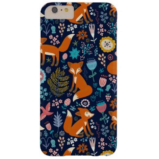 Colorful Retro Birds Foxes & Flowers Pattern Barely There iPhone 6 Plus Case
