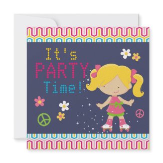 Colorful Retro Blonde v3 Roller Skating Party Custom Announcement