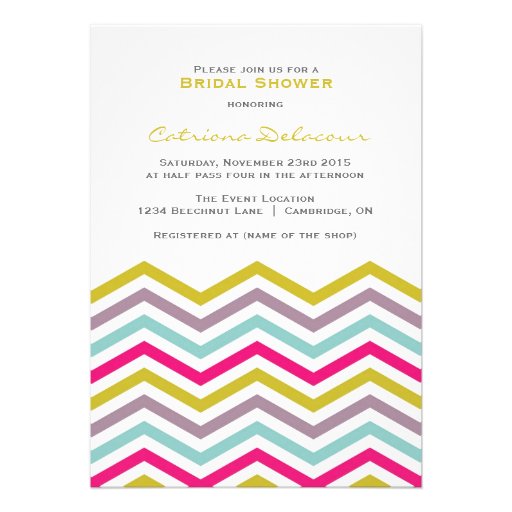 Colorful Retro Chevron Bridal Shower Invitation