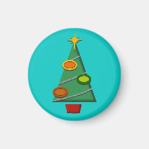Colorful Retro Christmas Tree Magnet