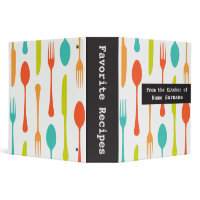 Colourful retro cutlery recipes binder / organizer binder