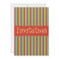 Colorful Retro Early 1960s Stripes - Invitation