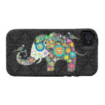Colorful Retro Flower Elephant & Birds Case For The iPhone 4