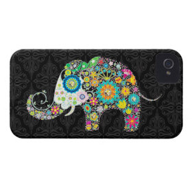 Colorful Retro Flower Elephant Design iPhone 4 Case-Mate Case