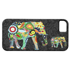 Colorful Retro Flowers Abstrac Elephant iPhone 5 Covers