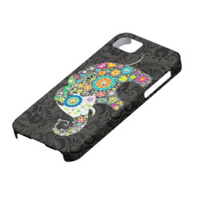 Colorful Retro Flowers Elephant Design iPhone 5 Cases