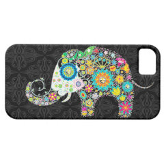 Colorful Retro Flowers Elephant Design iPhone 5 Covers