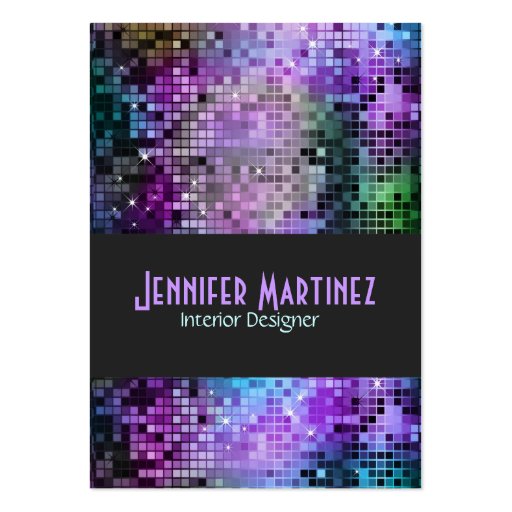 Colorful Retro Glitter Business Cards (front side)