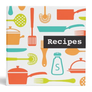 Colorful retro kitchen recipe binder / organizer