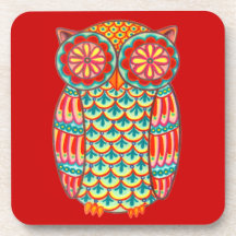 Colorful Retro Owl Coasters - Set of 6